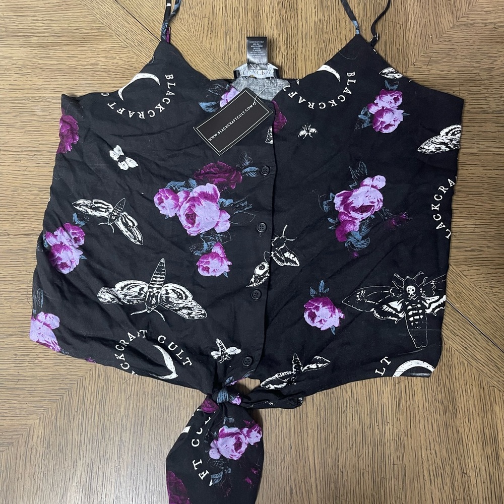 Women's Black Floral Top